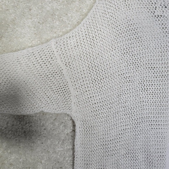 J Jill Sweater Womens 2X White Short Sleeve Open Knit Linen Cotton Coastal Beach - Picture 4 of 11